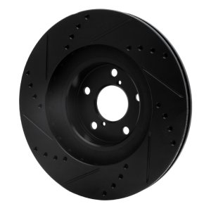 Saab 9-2X Brake Rotor (1) - Front Right - R1 Concepts - Drilled & Slotted - Black - `01-`08